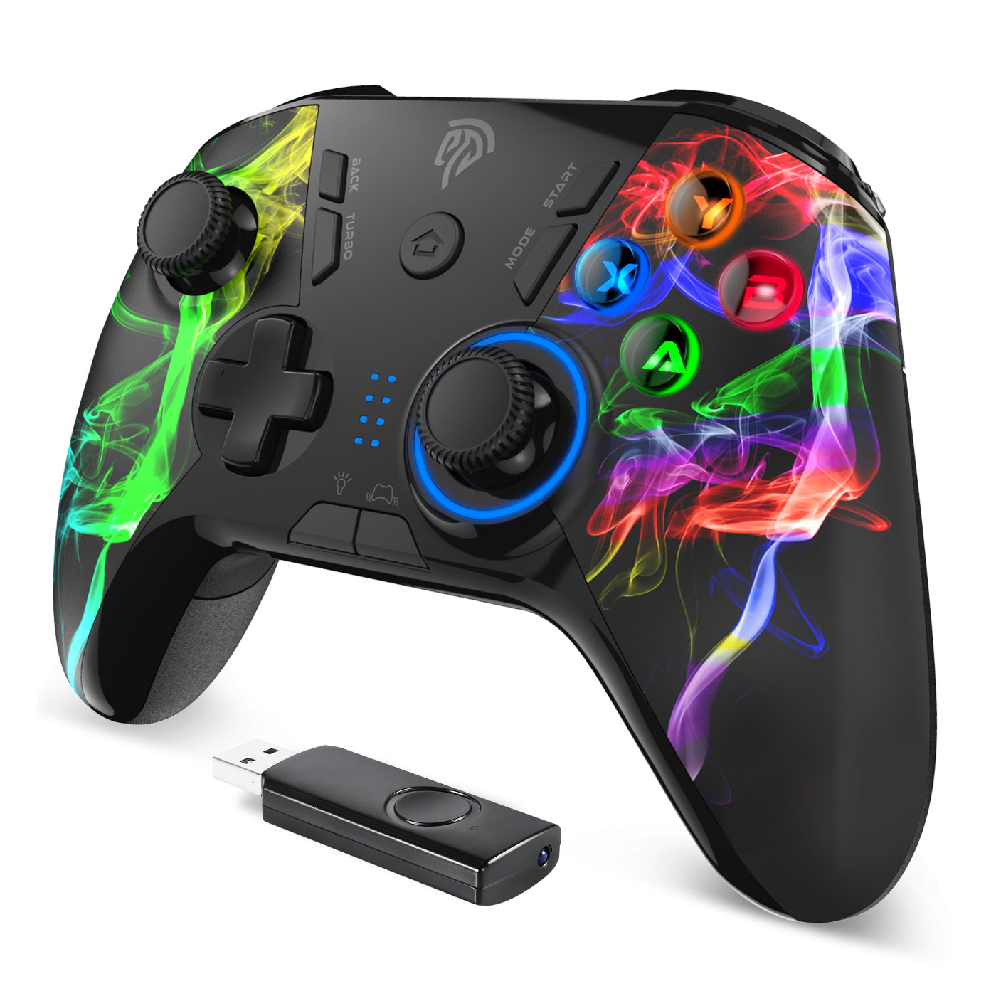 EASYSMX ESM-9110 LED Wireless PC Gamepad Programming Dongle Directly Connected to Game Controller EASYSMX ESM-9110 LED Wireless PC Gamepad Programming Dongle Directly Connected to Game Controller